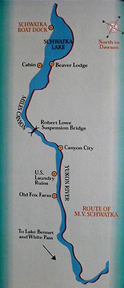 Map of the section of the Yukon River that you will see from the MV Schwatka.