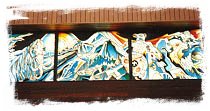The stained glass mural at the Yukon Territorial Government building.